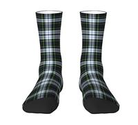Oudrspo Plaid Tartan Clan Gordon Escocés Verde Blanco Hombres Mujeres Crew Calcetines, Tartan Plaid Novedad Moda Casual Crew Tube Sock Athletic Sports Dress Calcetines