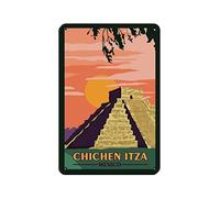 Oudrspo Póster de viaje vintage Chichén Itzá México, cartel retro de metal, cartel de chapa, pintura de hierro retro para bar, hombre, cueva, café, familia, garaje, decoración de pared, 8.0 x 12.0 in