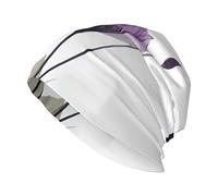 Oudrspo Purple Hope Flowers Hat Adult Skull Cap Warm Slouchy Knit Hat Headwear Regalo Creativo para Hombres y Mujeres