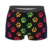 Oudrspo Rainbow Paw Print Footprint - Calzoncillos bóxer para Hombre, Ropa Interior elástica Transpirable