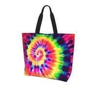 Oudrspo Rainbow Tie Dye Pattern Tote Bag Beach Bag Travel Reutilizable Grocery Shopping Bag Tote para Mujeres Niñas