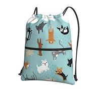 Oudrspo Raining Cats & Dogs Ocio al aire libre Cremallera Mochila con cordón =>> 15.3 X 18in/ 39 X 46cm (LXH), ideal para viajes, equipaje de mano, equipaje, camping
