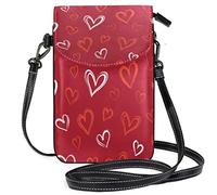 Oudrspo Romantic Abstract Hearts Crossbody Phone Purse Small Mini Shoulder Bag Cell Phone Pouch Leather Wallet Best Gift for Valentines Day,Anniversary,Birthdays