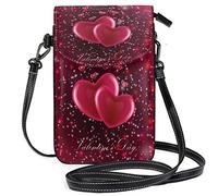 Oudrspo Romantic Red Heart Crossbody Phone Purse Small Mini Shoulder Bag Cell Phone Pouch Leather Wallet Best Gift for Valentines Day,Anniversary,Birthdays