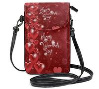Oudrspo Romantic Red Hearts Crossbody Phone Purse Small Mini Shoulder Bag Cell Phone Pouch Leather Wallet Best Gift for Valentines Day,Anniversary,Birthdays