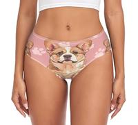 Oudrspo Ropa Interior para Mujer, diseño de Pata de Perro Corgi, Bragas atrevidas Rosas para Mujer, Bikini elástico Suave, Tallas XS-XXL