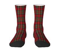 Oudrspo Royal Stewart Tartan Plaid Patrón escocés Hombres Mujeres Crew Calcetines, Tartan Plaid Novedad Moda Casual Crew Tube Sock Athletic Sports Dress Calcetines