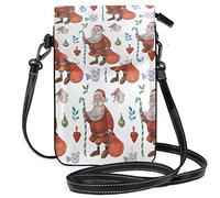 Oudrspo Santa Bird Gloves Crossbody Phone Purse Small Mini Shoulder Bag Cell Phone Pouch Leather Wallet for Women Girls