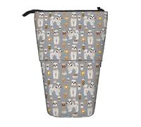 Oudrspo Shih Tzu Café Lindo Juguete Razas Perro Gris Estuche para Lápices, Estuche para Lápices con Soporte, Estuche para Lápices Telescópico Soporte para Lápices Estuche para Lápices