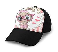 Oudrspo Sombrero de Vaquero Gorra de béisbol de Moda para Hombres y Mujeres Linda Chica de Conejo en Gorra de béisbol de anteojos Rosas