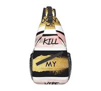 Oudrspo Stripe Don't Kill My Vibe Sling Bag Mochila cruzada de viaje Mochila de pecho para hombres y mujeres, hombros izquierdo y derecho ajustables Senderismo Mochila informal