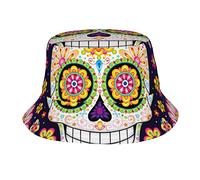 Oudrspo Sugar Skull Colorful Day of The Dead Art Hombres Mujeres Pescador Cap Packable Plegable Sun Visor Hat Beach Hat