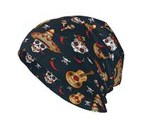 Oudrspo Sugar Skull Cowboy Guitar Pepper Hat Adult Skull Cap Warm Slouchy Knit Hat Headwear Regalo Creativo para Hombres y Mujeres Negro