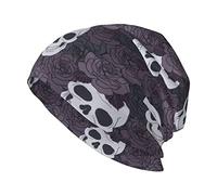 Oudrspo Sugar Skull Floral Hat Adult Skull Cap Warm Slouchy Knit Hat Headwear Regalo Creativo para Hombres, Mujeres, Negro
