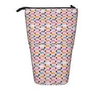 Oudrspo Summer Doxie Sausage Dogs Dachshund Pattern Estuche para lápices en Colores Pastel, Estuche para lápices con Soporte, Estuche telescópico para lápices con Soporte para lápices