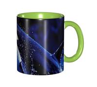 Oudrspo Taza de café de cerámica bicolor con diseño de orca (325 ml), clásica, con asa redonda, apta para microondas y con un acabado liso y brillante, ideal para la oficina y el hogar.