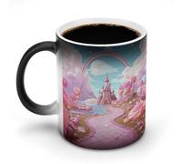 Oudrspo Taza de café de cerámica Candy Land de 11 oz, taza de café mágica sensible al calor que cambia de color, taza de té para mujeres y hombres