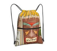 Oudrspo Tiki Bar Poster Totem mochila con cordón, mochila con cordón y cremallera, mochila deportiva para gimnasio, viaje, Yoga, mochila para hombres y mujeres