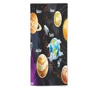 Oudrspo Toalla de baño, Piscina y Manos con diseño de Planetas del Sistema Solar, Color Negro y Morado, 12 x 12 Pulgadas, para Cocina, Secado rápido, Suave, Absorbente y Ligera, Color Negro y Morado