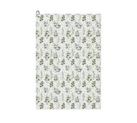 Oudrspo Toalla de Golf Multifuncional con Estampado de Hojas de eucalipto en Acuarela | Absorbente y de Secado rápido, 40 x 60 cm