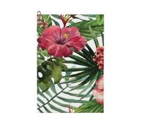 Oudrspo Toalla de Golf Personalizada con Estampado de orquídeas Silvestres Tropicales y Hojas de Palma, Estilo exótico, con Textura de gofre y Clip metálico para golfistas.
