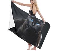 Oudrspo Toalla de Playa de Microfibra sin Arena de Secado rápido súper Absorbente Toallas Grandes de Gran tamaño Manta Gato con Ojos Azules