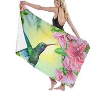 Oudrspo Toalla de Playa de Microfibra sin Arena de Secado rápido súper Absorbente Toallas Grandes de Gran tamaño Manta Primavera colibríes