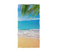 Oudrspo Toallas de Mano Grandes y Suaves con Estampado de Palmeras en la Playa de Verano en 3D para baño, Hotel, Gimnasio y SPA