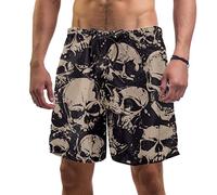 Oudrspo Traje de baño de Secado rápido con patrón de Calavera Vintage para Hombre, Traje de baño para Playa, Pantalones Cortos, Trajes de baño