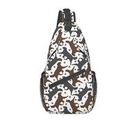 Oudrspo Trotting Flat Coated Retrievers Paw Sling Bag Mochila cruzada de viaje Mochila de pecho para hombres y mujeres, hombros izquierdo y derecho ajustables Senderismo Mochila informal