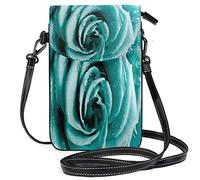 Oudrspo Unique Mint Green Rose Crossbody Phone Purse Small Mini Shoulder Bag Cell Phone Pouch Leather Wallet Best Gift for Valentines Day,Anniversary,Birthdays