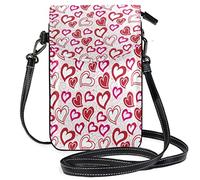 Oudrspo Valentine's Day Hearts and Spirals Crossbody Phone Purse Small Mini Shoulder Bag Cell Phone Pouch Leather Wallet Best Gift for Valentines Day,Anniversary,Birthdays