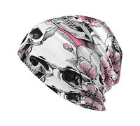 Oudrspo Vintage Floral y Sugar Skull Hat Adult Skull Cap Warm Slouchy Knit Hat Headwear Regalo Creativo para Hombres y Mujeres Negro