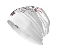 Oudrspo Vintage Floral y Sugar Skull Hat Adult Skull Cap Warm Slouchy Knit Hat Headwear Regalo Creativo para Hombres y Mujeres Negro