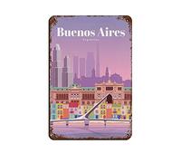 Oudrspo Vintage Travel Poster Buenos Aires Argentina Retro Poster Metal Tin Sign Retro Iron Painting para Bar Man Cave Cafe Family Garage Poster Wall Decor 8x12inch