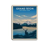 Oudrspo Vintage Travel Poster Grand Teton National Park Cartel de chapa Vintage Metal Pub Club Cafe bar Inicio Arte de la pared Decoración Poster Retro 12x16 pulgadas
