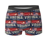 Oudrspo Virginia Estados Unidos Bandera del Estado Mapa Rojo Azul Hombres Boxer Calzoncillos Ropa Interior para Hombre Novedad Regalos Stretch Comfort Suave Breve