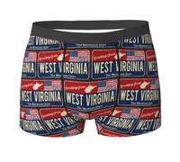 Oudrspo Virginia Occidental Estados Unidos Bandera Mapa Rojo Azul Hombres Boxer Calzoncillos Ropa Interior para Hombre Novedad Regalos Stretch Comfort Suave Breve