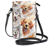 Oudrspo Watercolor Cute Dog Crossbody Phone Purse Small Mini Shoulder Bag Cell Phone Pouch Leather Wallet Best Gift for Valentines Day,Anniversary,Birthdays