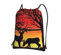 Oudrspo Winter Nature Deer Ocio al aire libre Cremallera Mochila con cordón =>> 15.3 X 18in/ 39 X 46cm (LXH), Bueno para viajar, Equipaje de mano, Equipaje, Camping