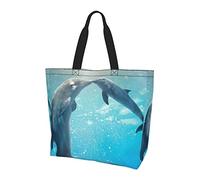 Oudrspo Winter The Dolphin Ladies Bolso de compras de hombro de gran capacidad, Compras para viajes diarios, Compras, Almacenamiento de bolsos
