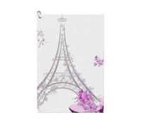Oudrspo Zapatos de tacón Alto con la Torre Eiffel de Fondo. Toalla de Golf Personalizada con diseño de Moda parisina, Accesorio de Golf con Textura de gofre y Clip metálico para golfistas.