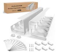 Oududianzi 2PCS Bandejas Gestión de Cable Debajo del Escritorio, Soporta 5kg, Acero al Carbono, Cable Management Under Desk, Bandeja Organizador Cable Escritorio para Hogar u Oficina - Blanco