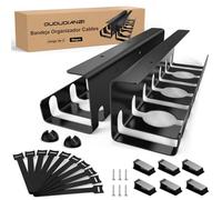Oududianzi 2PCS Organizador Cables Escritorio, Bandeja Cables Escritorio, Recoge Cables Mesa Escritorio, Ocultar Cables Escritorio, Cable Management Under Desk para Hogar u Oficina - Negro