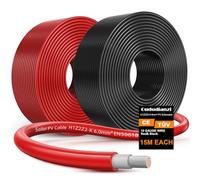 Oududianzi Cable Solar 6mm²/4mm² 15m, H1Z2Z2-K Cable Placa Solar 10/15/20/30/50m, Cable Fotovoltaico 6mm2 15m, Cable de Extensión Solar Para Sistemas Solares Fotovoltaicos (6mm² 2x15m)