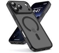 Oududianzi-Funda para iPhone 17 Pro Compatible con MagSafe, Funda Trasera Translúcida de PC, TPU Silicona Bumper, Carcasa de Protección Militar Anti-Choques Antigolpes-Negro