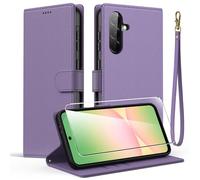 Oududianzi - Funda para Samsung Galaxy A56 5G + 1 Vidrio Templado Protector de Pantalla, Funda de Piel sintética de Primera Calidad, con Tapa, función de Billetera y Soporte - Morado