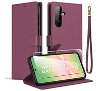 Oududianzi - Funda para Samsung Galaxy A56 5G + 1 Vidrio Templado Protector de Pantalla, Funda de Piel sintética de Primera Calidad, con Tapa, función de Billetera y Soporte - Rojo