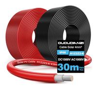 Oududianzi Solar Cable 4mm2 30m, H1Z2Z2-K Cabo Placa Solar 10/15/20/30/50m, Cable Fotovoltaico Para Panel Solar, Inversor y Regulador de carga (30m 4mm2)