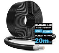 Oududianzi Solar Cable 6mm2 20m, Cable Placa 10/15/20/25/30/50m, Solar Cable de Extensión para Panel Solar, Cable Fotovoltaico, Cable de Extensión Solar Para Paneles Solares Sistemas (20m Negro)